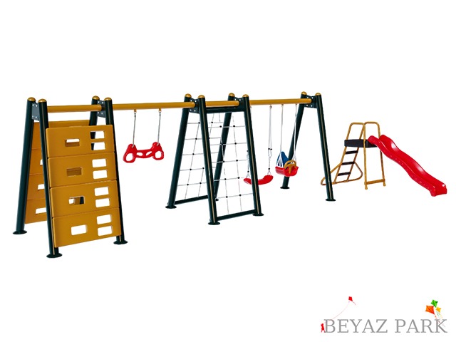 08-30790 - Kaydıraklı Tırmanmalı Metal Salıncak Seti